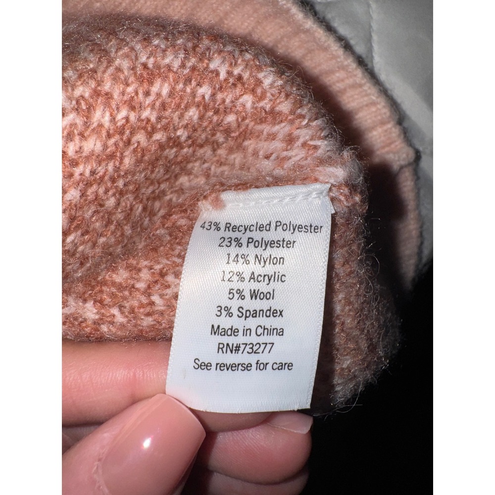 Nine West Womens Striped Collared V Neck Pullover Sweater Pink Brown Size L - Picture 7 of 7